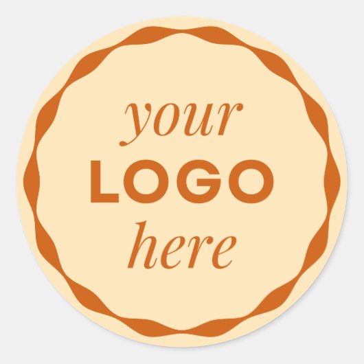 焦橙色ロゴ スカロップ 円形ステッカー ラウンドシール (正面)