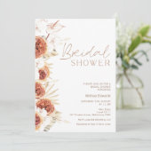 焦橙色ローズボヘミアンフラワーブライダルシャワー 招待状 (スタンド正面)