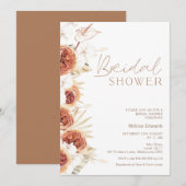 焦橙色ローズボヘミアンフラワーブライダルシャワー 招待状 (正面/裏面)