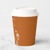 焦橙色ワイルドフラワースケッチの花  紙コップ (左)