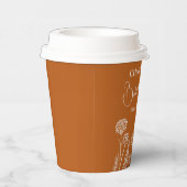 焦橙色ワイルドフラワースケッチ花  紙コップ (右)