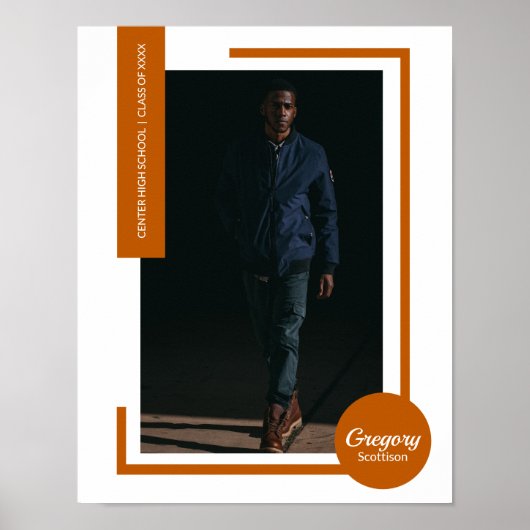 焦橙色写真 モダン卒業式 ポスター (正面)