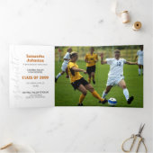 焦橙色卒業スクリプト 現代 三枚写真 三つ折り招待状 (内部)