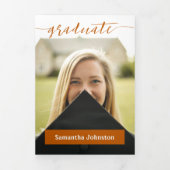 焦橙色卒業生脚本 现代 三张照片 三つ折り招待状 (カバー)