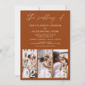 焦橙色婚礼极简主义二维码 招待状 (正面)
