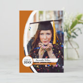 焦橙色曲线框架照片 毕业式 招待状 (スタンド正面)