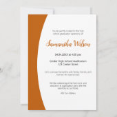 焦橙色曲线框架照片 毕业式 招待状 (裏面)