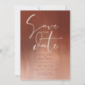 焦橙色水彩 結婚式のSave the Date 招待状 (正面)
