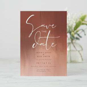 焦橙色水彩 結婚式のSave the Date 招待状