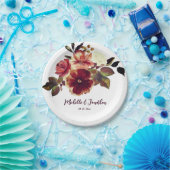 焦橙色秋の花水彩ウェディング ペーパープレート (パーティー)