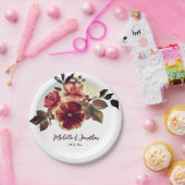 焦橙色秋の花水彩ウェディング ペーパープレート (パーティー)