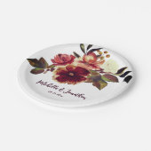 焦橙色秋の花水彩ウェディング ペーパープレート (アングル)