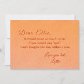 焦橙色線條葉子漸變秋季婚禮 招待状 (裏面)