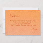 焦橙色线条叶子渐变秋季婚礼 招待状 (裏面)