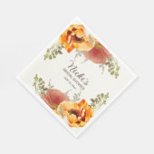 焦橙色花卉秋季婚前小聚会 スタンダードランチョンナプキン (角)