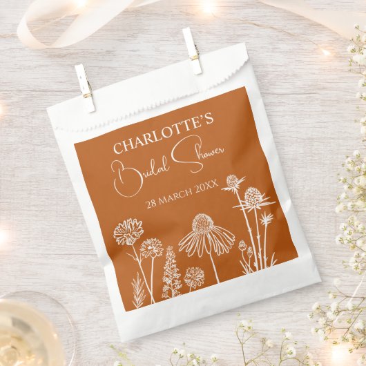 焦橙色野生花卉素描花卉 フェイバーバッグ (クリップ留めされた状態)