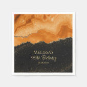 焦橙色金ラメ水彩大理石 スタンダードカクテルナプキン (正面)