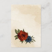 焦橙色 ネイビー 花 ウェディング エンクロージャーカード (裏面)