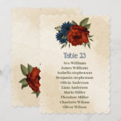 焦橙色 ネイビー 花 席次表 カード (正面/裏面)