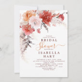 焦橙色・バーガンディー・テラコッタのウェディングシャワー 招待状 (正面)