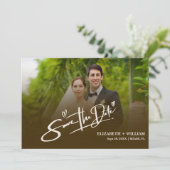 焦橙色 フォト QRコード エレガント ウェディング セーブザデート (スタンド正面)