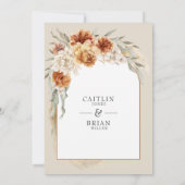 焦橙色 フラワーパンパス アーチ ボヘミア ウェディング 招待状 (裏面)