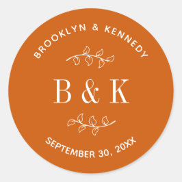 焦橙色 花卉植物学 結婚式 カップル名 ラウンドシール