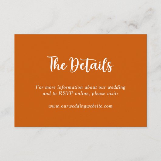 焦橙色 花柄 ボタニカル ウェディング カップル名 エンクロージャーカード (正面)