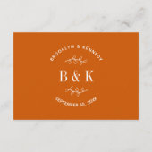 焦橙色 花柄 ボタニカル ウェディング カップル名 エンクロージャーカード (裏面)