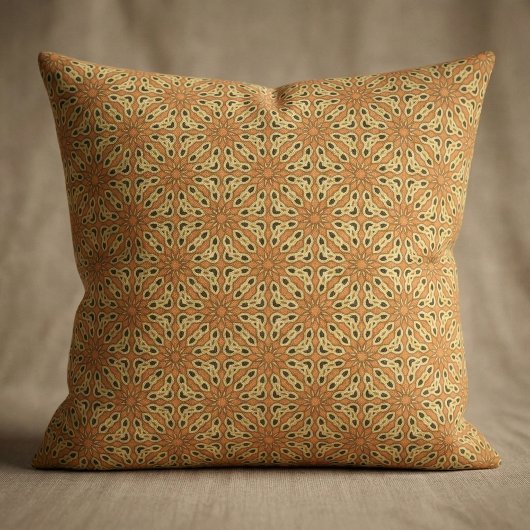 焦橙黄色モロッコ幾何学マンダラ ファブリック