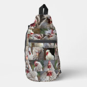 "焦点の羽：白い鶏のポートレート" スリングバッグ (正面)