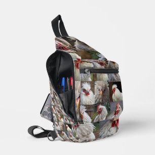 "焦点の羽：白い鶏のポートレート" スリングバッグ