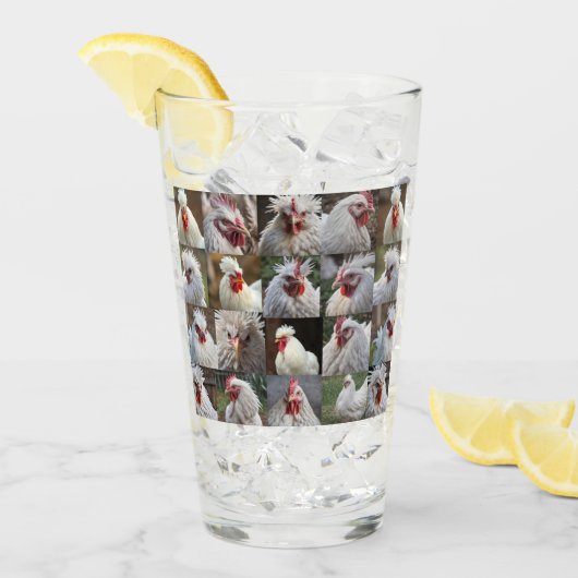 "焦点の羽：白い鶏のポートレート" タンブラーグラス (アイス正面)