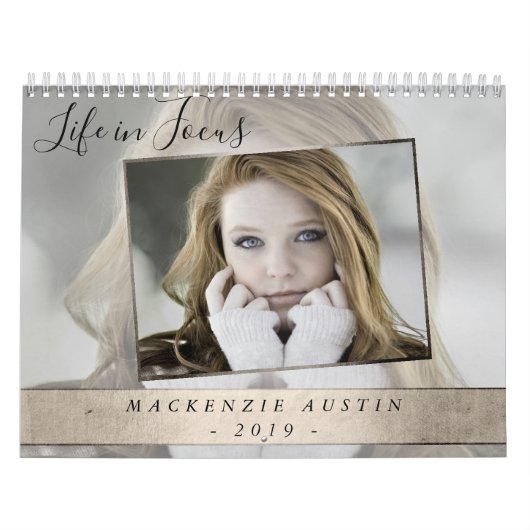 焦点を合わせた生活 |エレガント金ゴールドカスタム12写真 カレンダー (カバー)