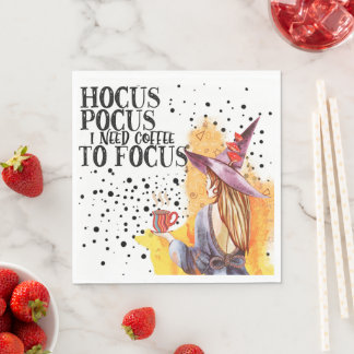 焦点を合わせるためにコーヒーが必要なHocus Pocus スタンダードランチョンナプキン