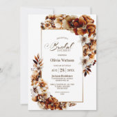 焦素朴火オレンジフローラブライダルシャワー 招待状 (正面)
