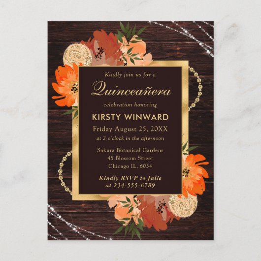 焦素朴焦オレンジ秋花キンセアニェラ ポストカード (正面)