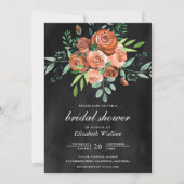 焦自然火オレンジバラダークグレーブライダルシャワー 招待状 (正面)