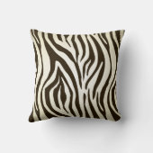 焦茶およびクリームのシマウマパターン装飾用クッション クッション (裏面)