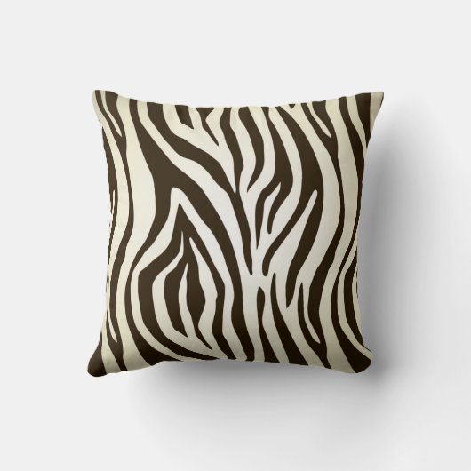 焦茶およびクリームのシマウマパターン装飾用クッション クッション (裏面)