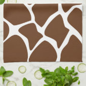 焦茶のキリンのプリントパターン キッチンタオル (折り畳み)