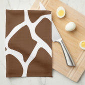 焦茶のキリンのプリントパターン キッチンタオル (四つ折り)