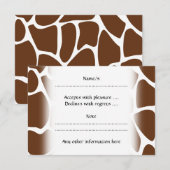 焦茶のキリンのプリントパターン 出欠カード (正面/裏面)