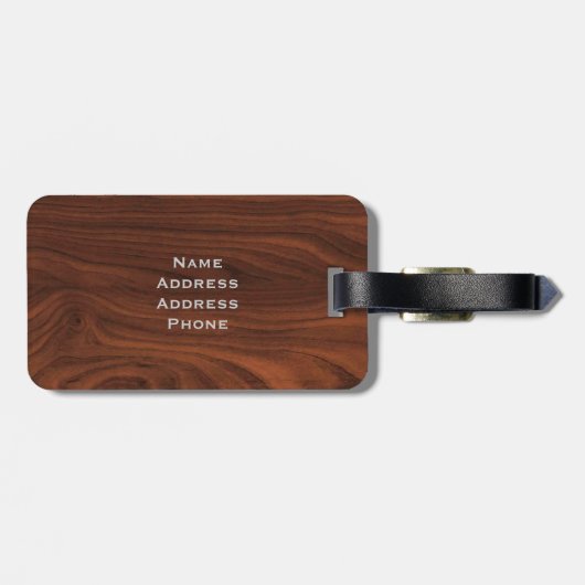 焦茶の木製の一見 ラゲッジタグ (裏面横)