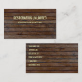 焦茶の木製の板の名刺 名刺 (正面/裏面)