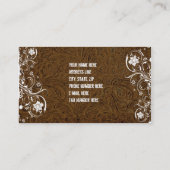 焦茶の用具を使われた革およびレースの名刺 名刺 (裏面)