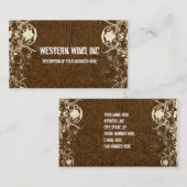 焦茶の用具を使われた革およびレースの名刺 名刺 (正面/裏面)