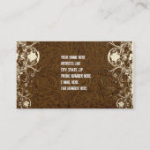 焦茶の用具を使われた革およびレースの名刺 名刺 (裏面)