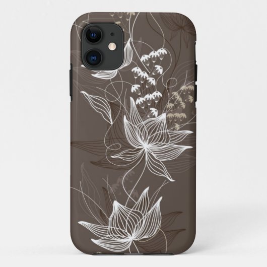 焦茶の花柄パターン Case-Mate iPhoneケース (裏面)