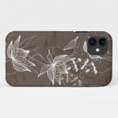 焦茶の花柄パターン Case-Mate iPhoneケース (裏面(横))